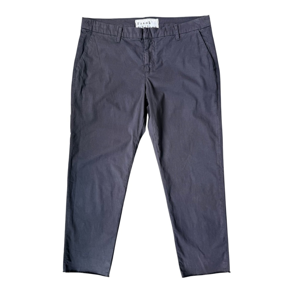 Frank & Eileen Wicklow Washed Black Italian Chino Raw Hem Crop Pants 12 Gray - Picture 3 of 7